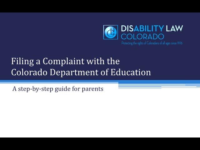 Filing a Complaint with the Colorado Department of Education: A step-by-step guide for parents