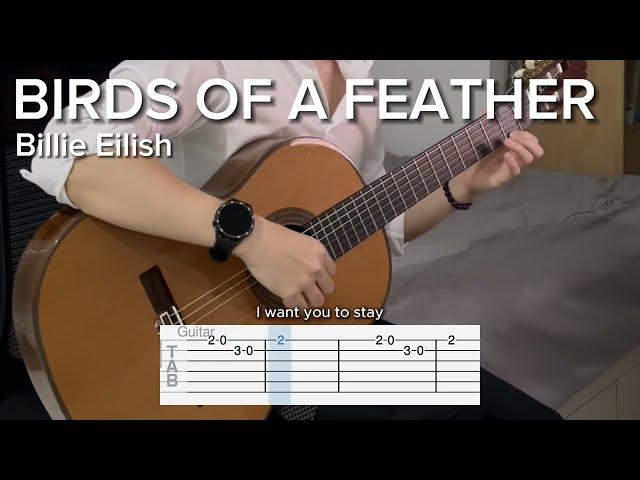 BIRDS OF A FEATHER by Billie Eilish (EASY Guitar Tab)