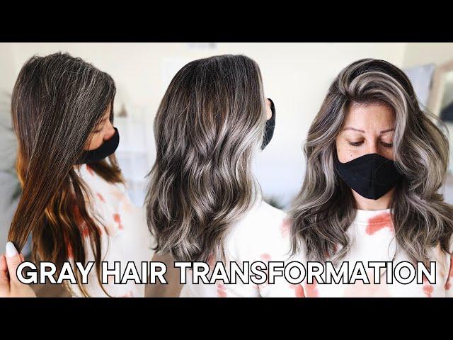 Gray Hair Color Correction | How to blend natural gray roots into silver hair including formulas