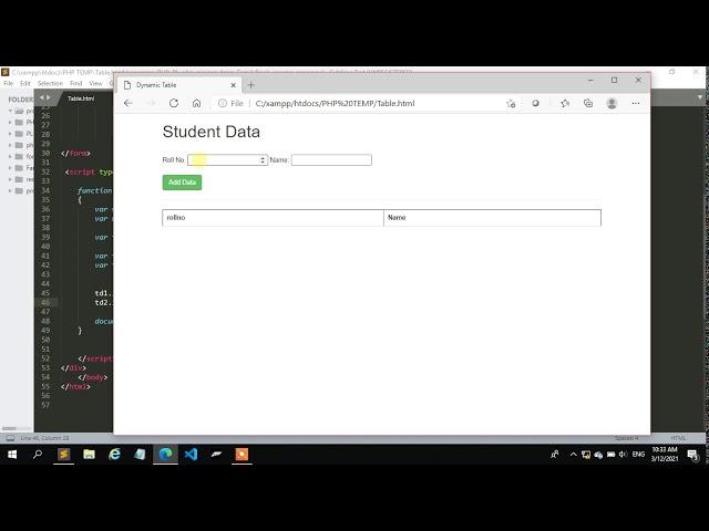 Delete data from table dynamically using HTML and JavaScript