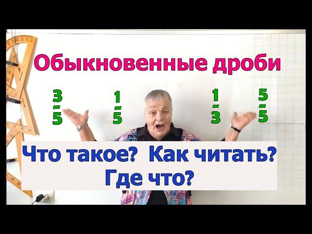 5 класс. Доли. Обыкновенные дроби. Компоненты дроби. Чтение и запись обыкновенных дробей.