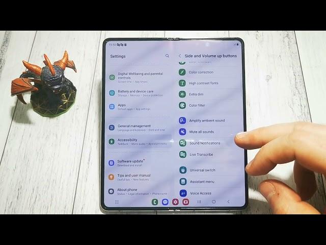 SAMSUNG GALAXY Z FOLD5: How to settup button press shortcut to mute all sounds | Quick Guide