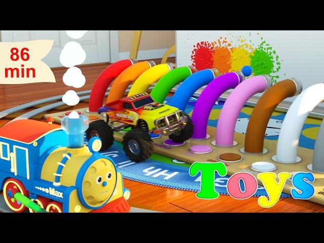 Learn Numbers, Shapes, Colors and more with Max the Glow Train | 8 Cartoons with Max and Friends!