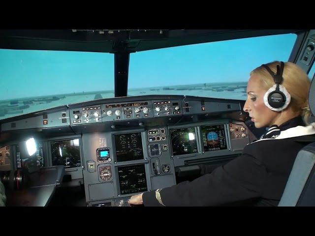 Stewardess trying to land A320.