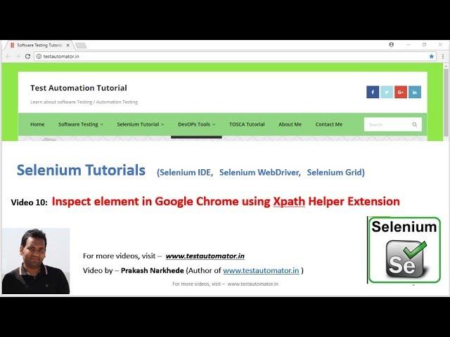 Selenium Video 10 - Inspect Element In Google Chrome Using Xpath Helper Extension