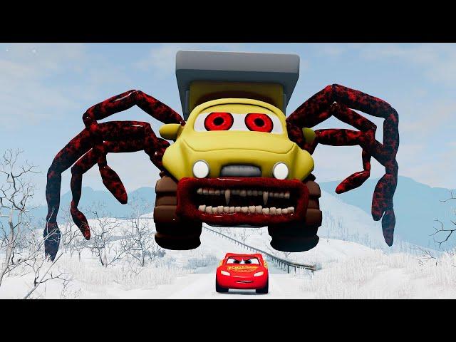 Live Epic escape from Zombie Lightning McQueen, McQueen Long Legs Eater | BeamNG.Drive