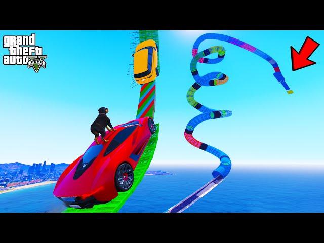 FRANKLIN TRIED ULTRA LONG UPWARD TUBE PARKOUR RAMP CHALLENGE GTA 5 | SHINCHAN and CHOP