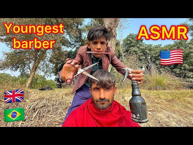 ASMR youngest barber  in the world fast haircut