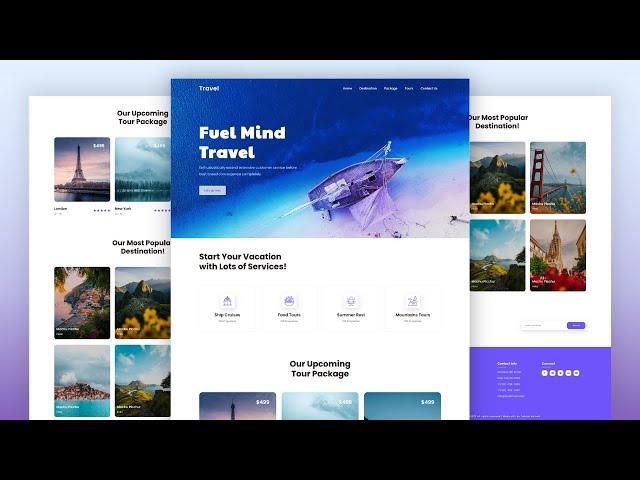 Build A Responsive Tour & Travel Website Design Using Only HTML And CSS | Pure HTML & CSS Tutorial