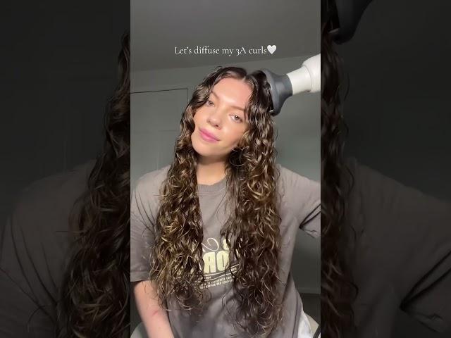 Let’s diffuse my 3A curls  #curls #curlyhair #curlyhairroutine #curly