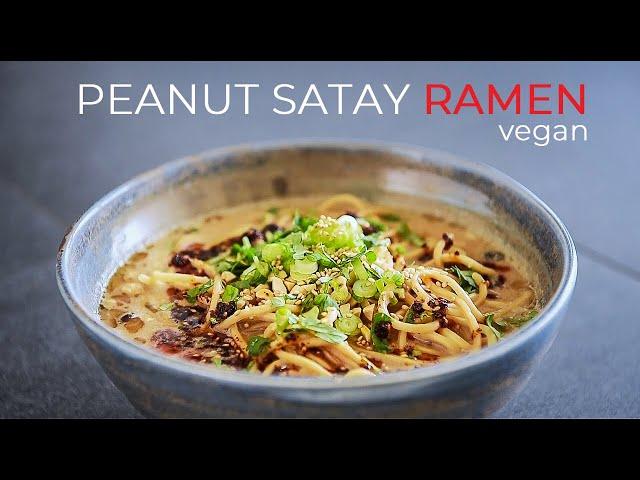 Vegan Peanut Satay Ramen Recipe | SO EASY Soup Broth!! (ビーガンラーメンの作り方)