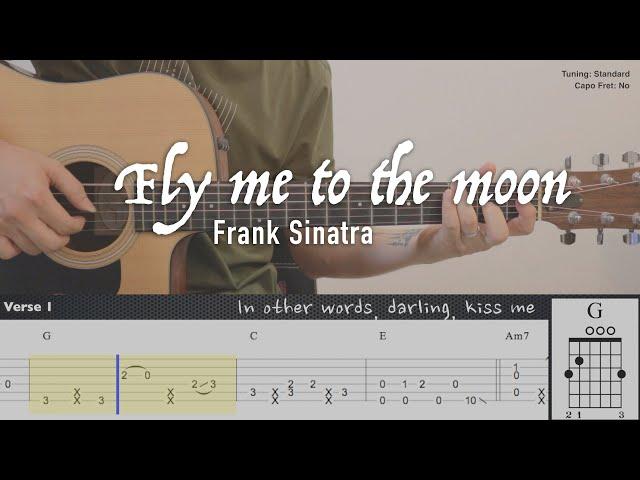 Frank Sinatra - Fly me to the moon | Fingerstyle Guitar | TAB tutorial + Chords + Lyrics