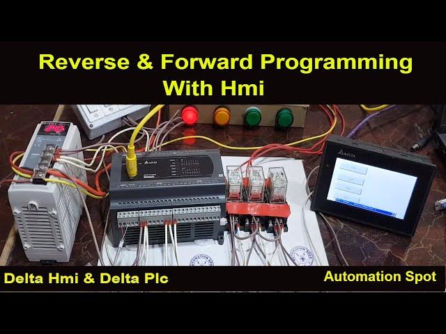 Delta Plc DVP32ES2 & Hmi DOP-B04S211 Simple Reverse Forward Programming with Hmi | Basic Plc Part 5