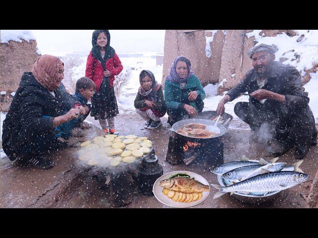 Surviving in the Coldest Village of Afghanistan |Cooking Fish Curry in Cold Winter Snow|Village life