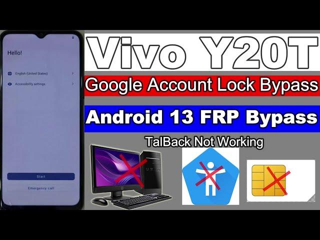 Vivo Y20t FRP/Google Account Lock Bypass Android 13 | TalBack Not Working | Without Pc 2023
