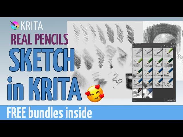 Sketch BRUSHES in Krita (SK1). Discover the REAL PENCILS