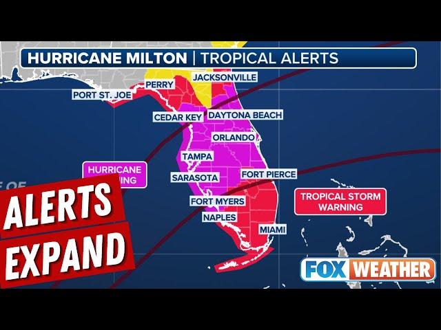 Hurricane, Storm Surge Warnings Expand Across Florida As Dangerous Milton Takes Aim At State