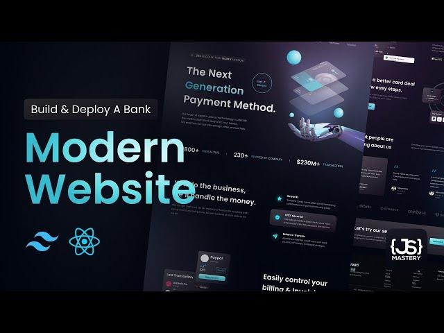 Build and Deploy a Fully Responsive Website with Modern UI/UX in React JS with Tailwind