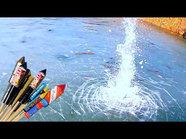 Experiment: Rockets under ice | Fireworks explosion