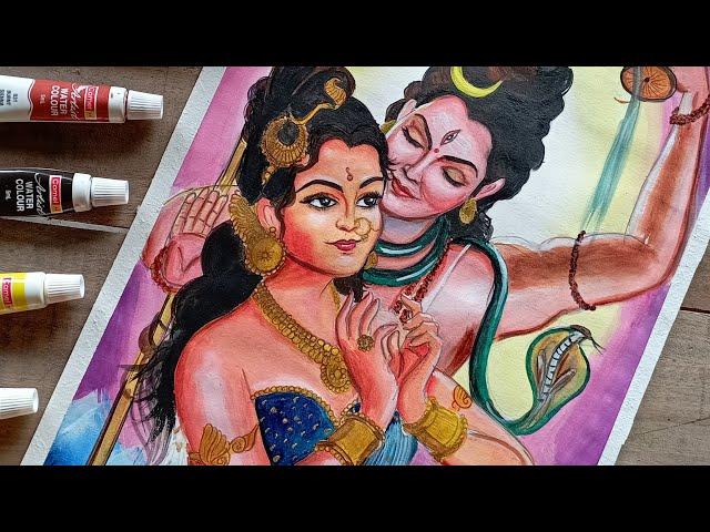 Shiv parvati painting ️ || Happy Teej || The Arts Cafe || #shorts #shivparvati