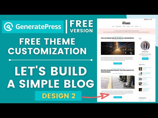 GeneratePress Free Tutorial - Build a Simple Blog [Design 2]