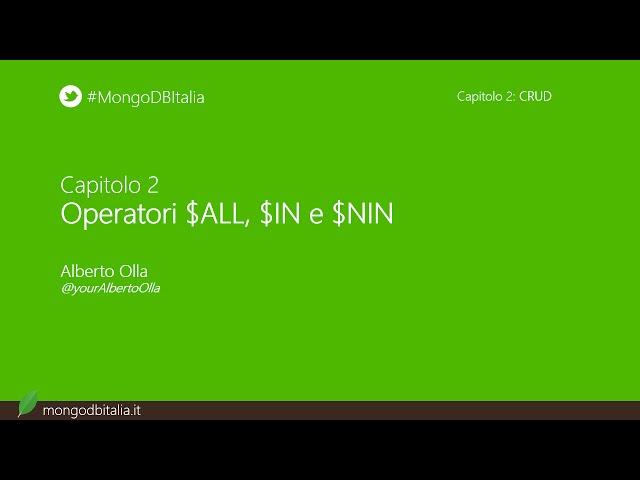 Operatori $ALL, $IN e $NIN - Corso base di MongoDB