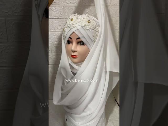 White Beautiful Bridal Turkish Hijab By Be Hijabi | #BeHijabiPakistan