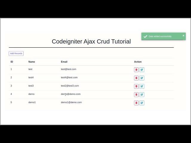 Codeigniter Ajax Crud Tutorial