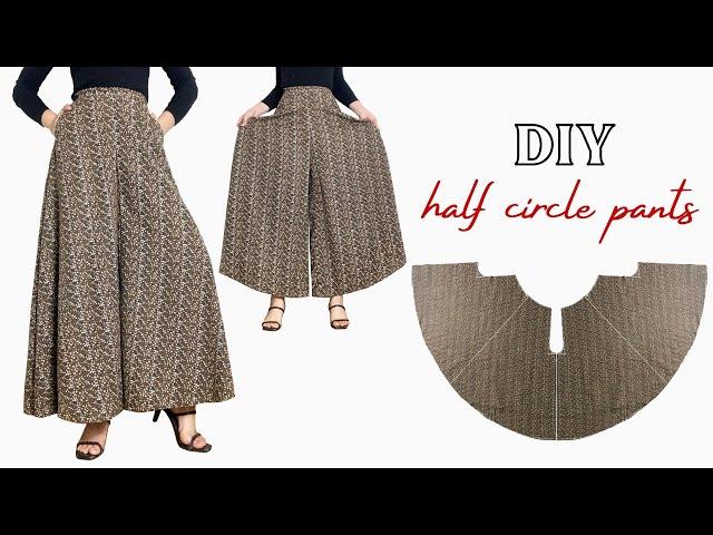 Very Easy Half Circle Pants with Pockets | Umbrella Palazzo Cutting | DIY Skirt Pants |Divided Skirt