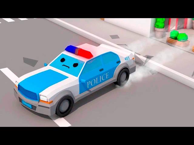 La Voiture de police Bleu et - Dessin animé français - Drôles Voitures