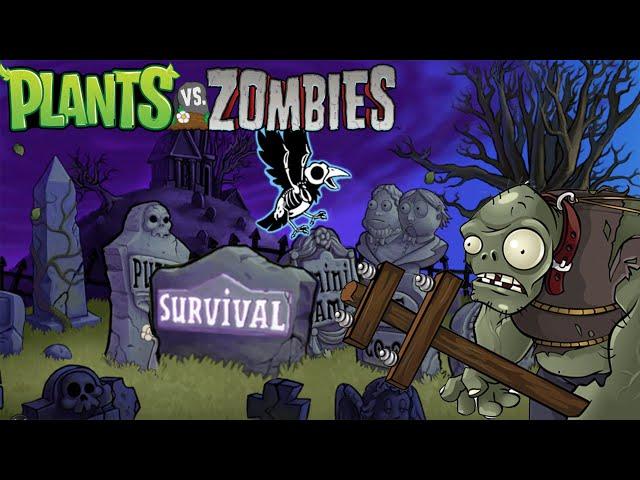Plants vs. Zombies [PS3] ALL Survival Mode Walkthrough Gameplay