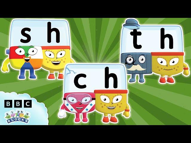  SH CH and TH- Letter Teams with Alphablock H  | Learn to Read and Spell | Alphablocks