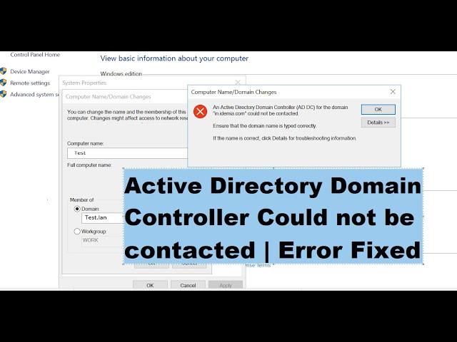 Fixed | An active directory domain controller AD DC for the domain could not be contacted