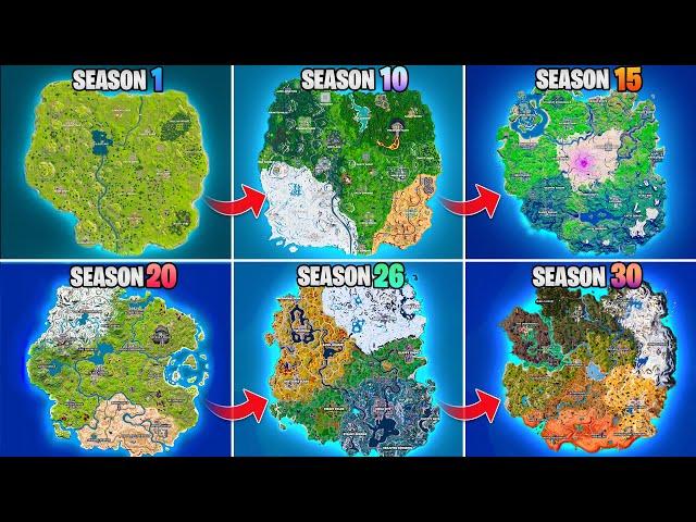 Evolution of Fortnite Map (Chapter 1 Season 1 - Chapter 5 Season 3)