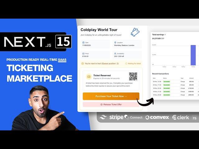  Lets build a Ticket Marketplace SAAS with NEXT.JS 15 (Convex, Stripe Connect, Clerk, Tailwind, TS)