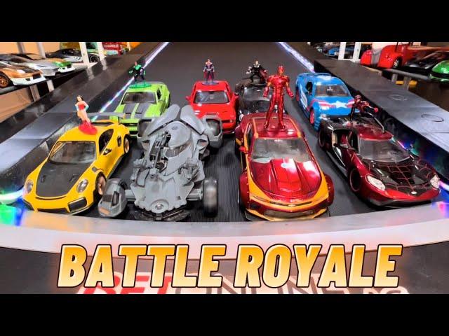 MARVEL VS DC COMICS  Treadmill car racing tournament MCU Spider-Man Batman Superman Thor + more