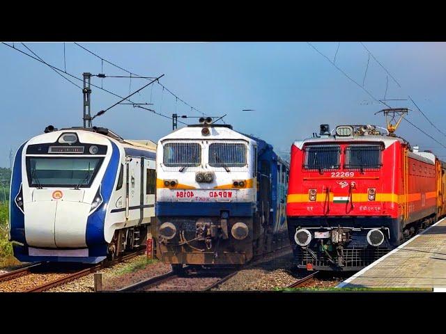 Dangerous 130kmph WAP7 Trivandrum Rajdhani+Pune Duronto+Tirunelveli Humsafar attacks Umroli - IR