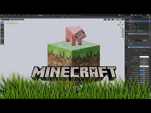 Моделирование свиньи Minecraft в Blender