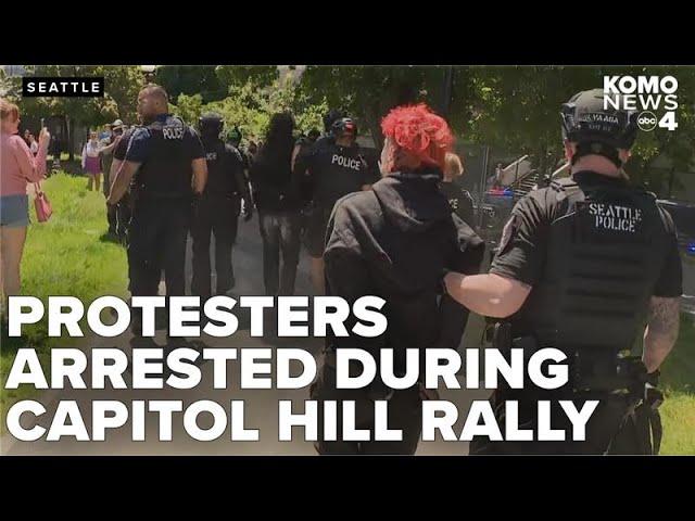 Rally and counter-protest unfold at Cal Anderson Park, police arrest multiple protesters