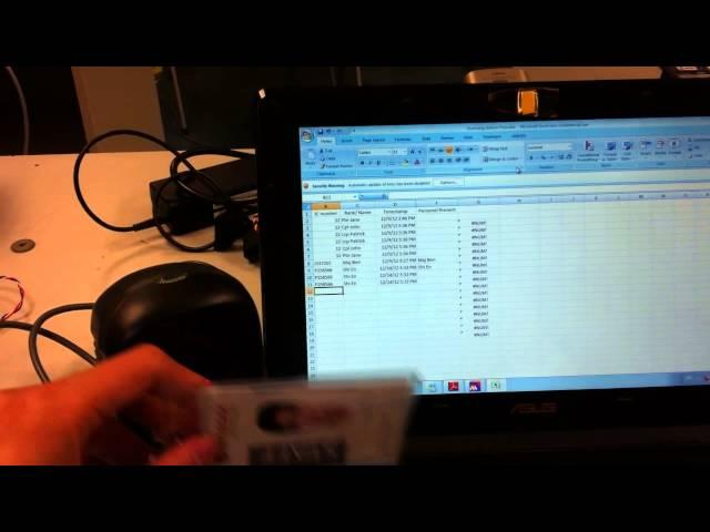 Barcode scanner entry to Excel database with timestamp