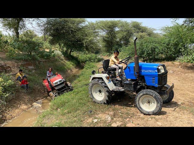 VST Shakti VT 224 1D Ajai 4Wd Mini Tractor Stuck in Canal Badly Pulling by Escorts Steeltrac 15 Mini