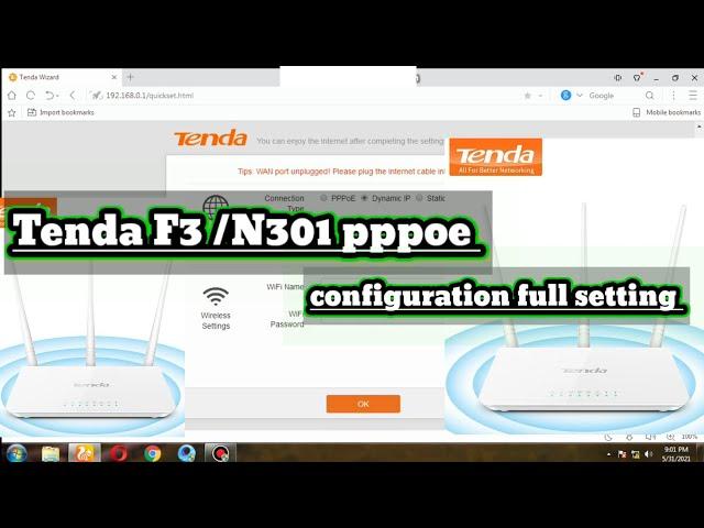 #Tenda F3 /N301 #pppoe configuration full setting Tenda pppoe setting tenda router pppoe connection.