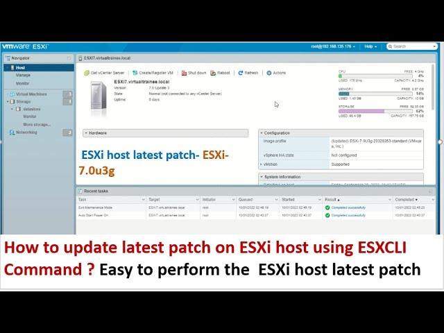 How to update ESXi host 7.0 latest patch | ESXi-7.0u3g patch update | ESXi patch update using ESXCLI