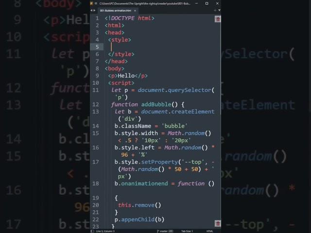 BUBBLE ANIMATION | #shorts #viralvideo #trending #code #viral #coder #trend #html #css