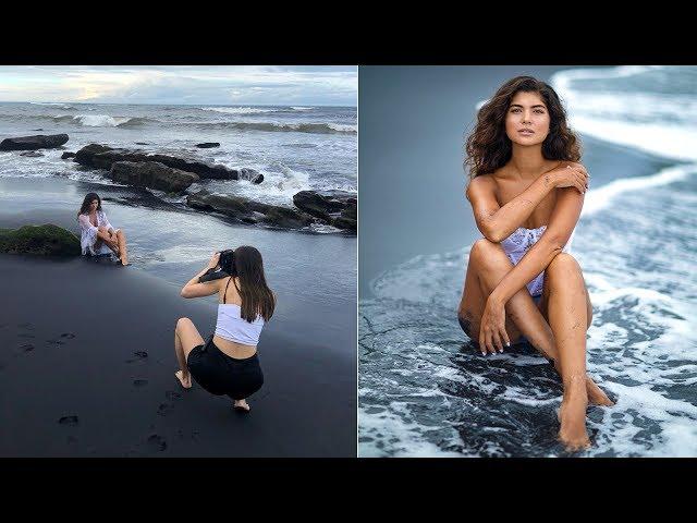 Natural Light Black Sand Beach Photoshoot in Bali, Behind The Scenes