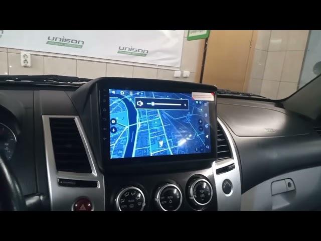 PAJERO SPORT, L200 2008+ Установка Магнитолы UNison A400 2/32Gb , перенос БК в рамке на 6 кнопок