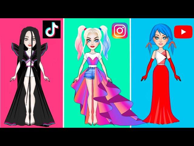 Paper Dolls Ladybug, Sadaco, Harley Quinn Dress Up - Social Network Make Up & Dress Up Paper Craft