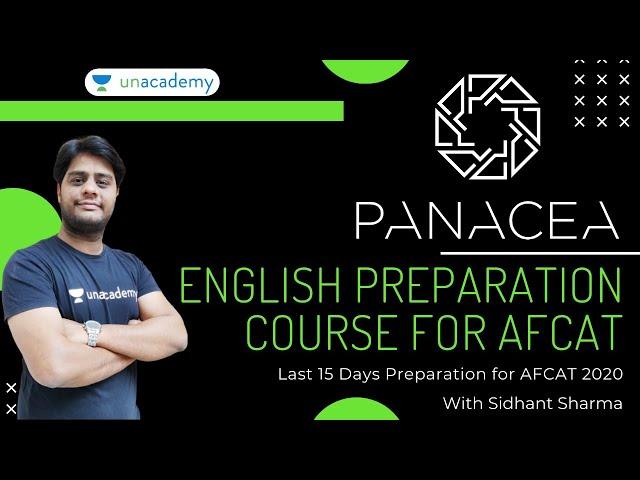 PANACEA - English Preparation Course for AFCAT | English For AFCAT 2020 | English by Sidhant Sharma