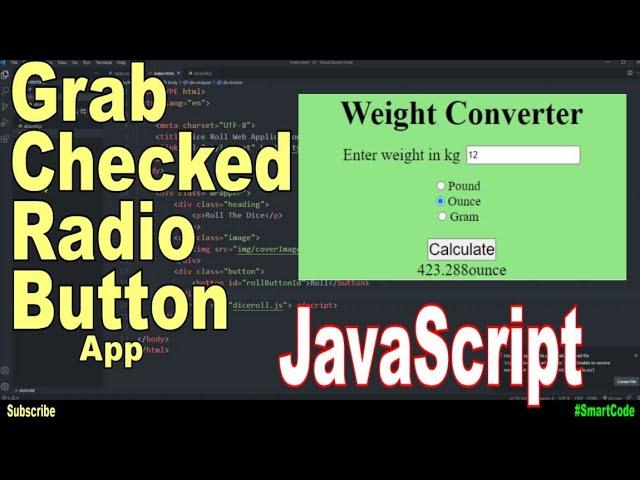 Get the value of selected radio button in JavaScript | JavaScript Project For Students | #SmartCode