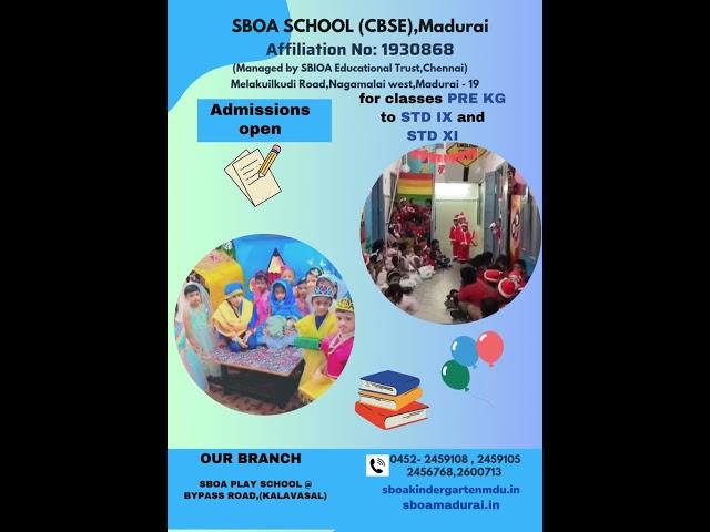 SBOA SCHOOL ADMISSIONS OPEN FOR PRE KG TO IX & XI  #education